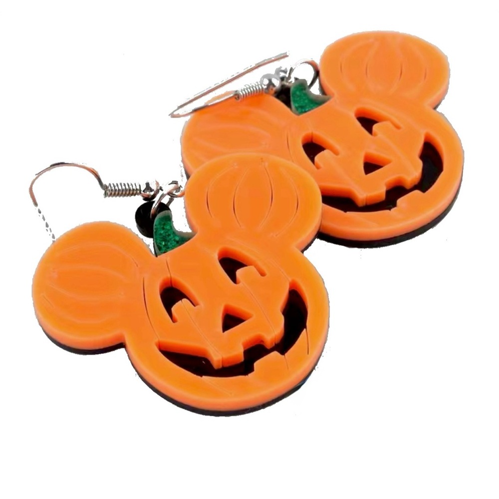 Mickey Mouse Pumpkin Jackolantern Drop Earrings Halloween NEW